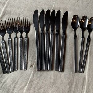 Vintage Eros Noritake Stainless Steel 15 Piece Flatware Set